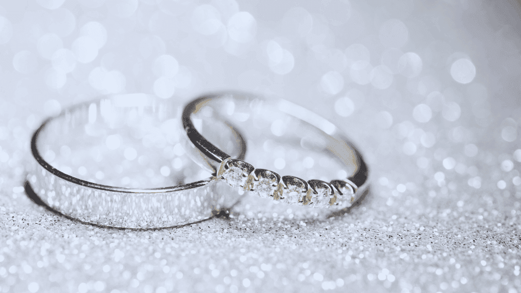 Two rings of silver and diamonds